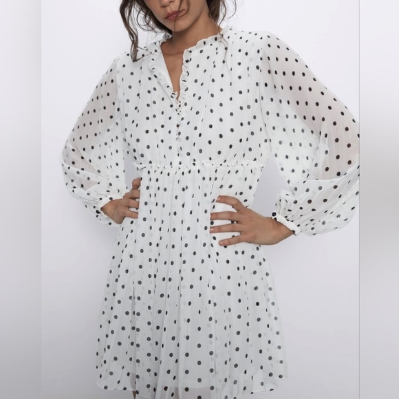 Zara Black and White Polka Dot Dress - Picture 2 of 10
